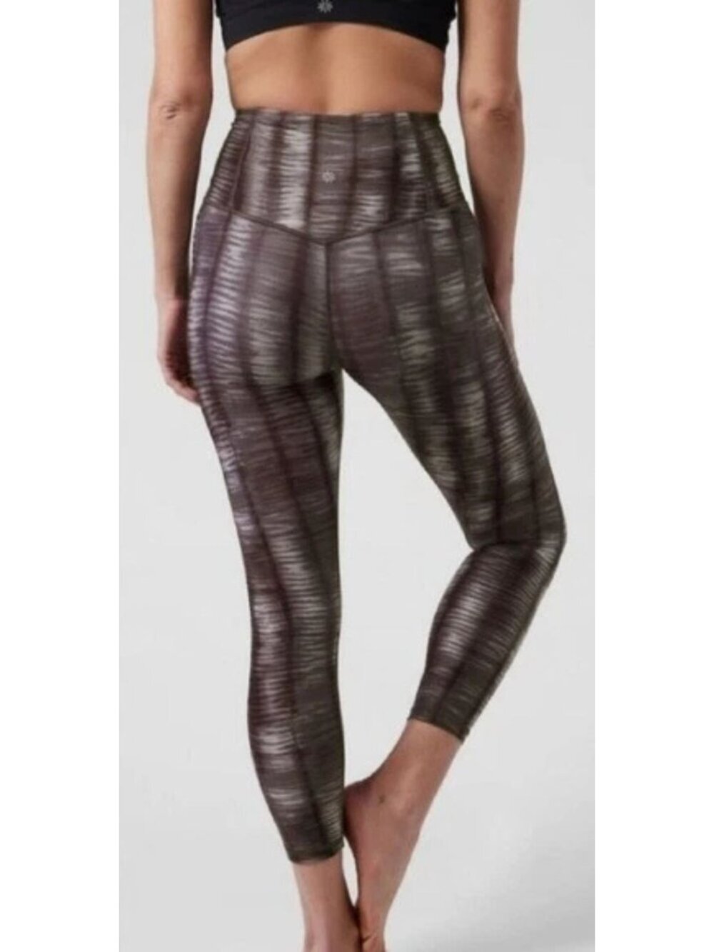 Athleta Shibori Powervita Black Elation 7/8 Tight Leggings Small 54369